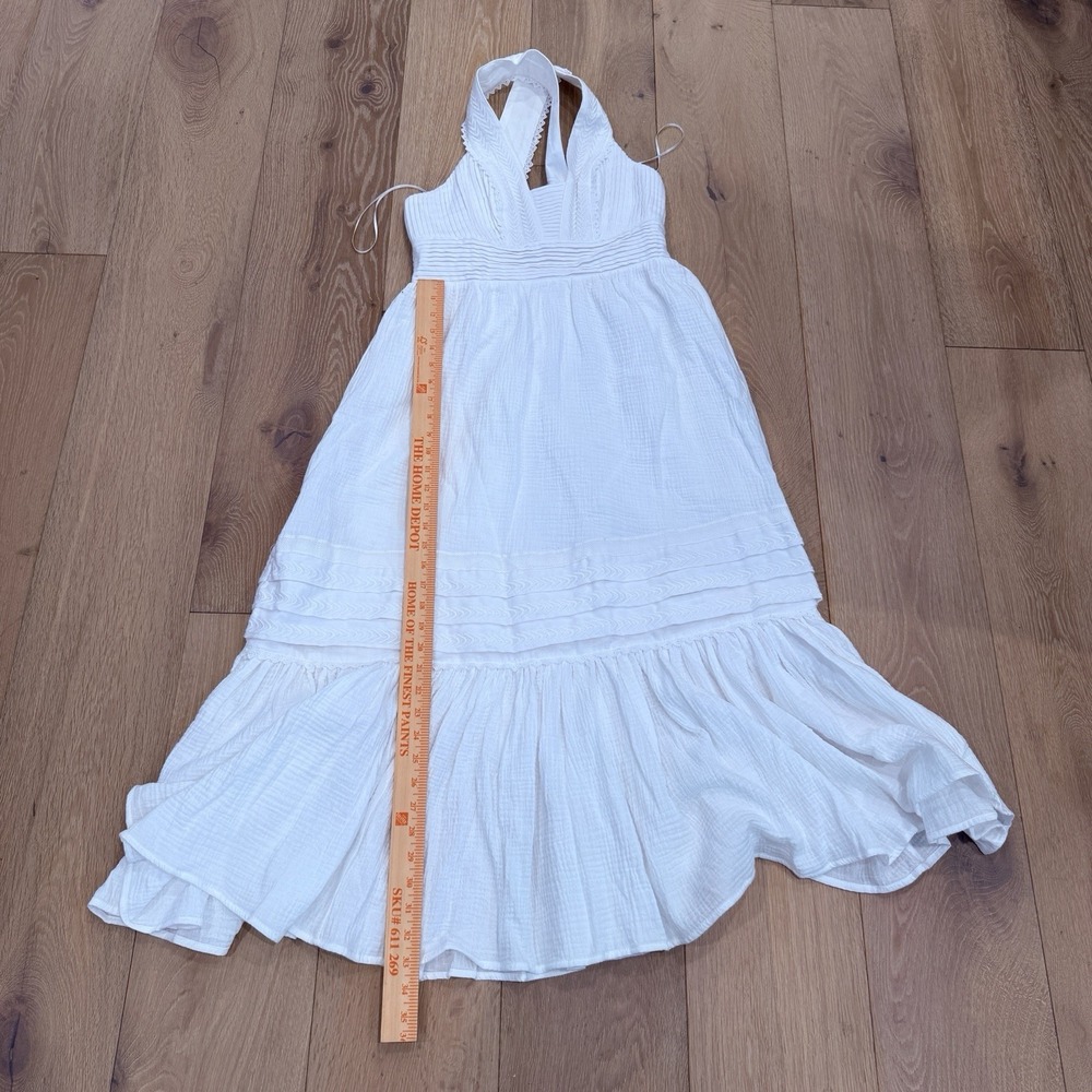 Magaschoni White Textured V-Neck Tiered Maxi Dress - Picture 12 of 12